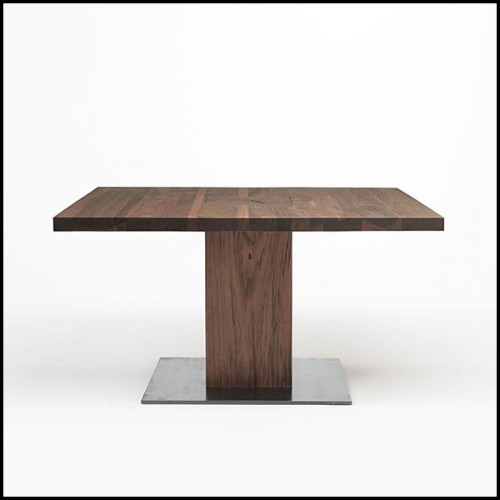 Table avec structure en bois de noyer massif sur base en fer finition huilée 154-Full Wood