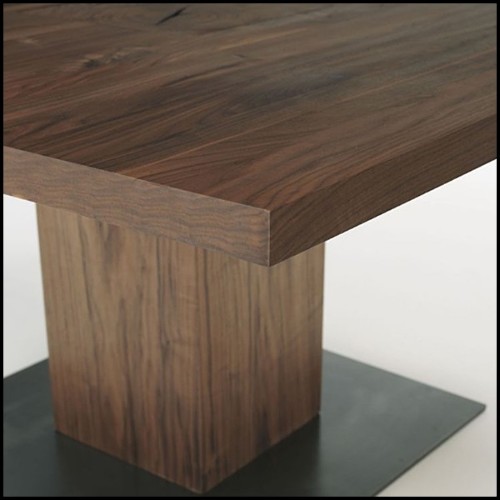 Table avec structure en bois de noyer massif sur base en fer finition huilée 154-Full Wood