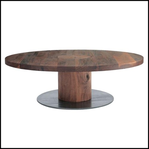 Table avec structure en bois de noyer massif sur base en fer finition huilée 154-Full Wood