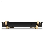 TV Sideboard with black nero marquina marble top and solid black lacquered wood frame 164-Partenon