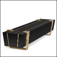 TV Sideboard with black nero marquina marble top and solid black lacquered wood frame 164-Partenon
