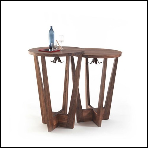 Set of 3 table in solid walnut wood 154-Snack Full Wood
