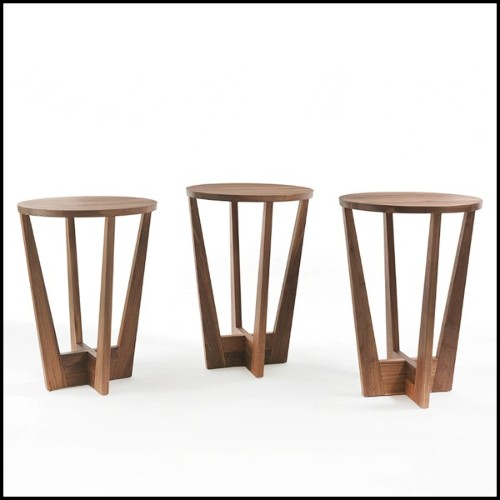 Set of 3 table in solid walnut wood 154-Snack Full Wood