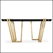 Console table with structure in polished brass and central top in Nero Marquina marble 164-Partenon