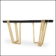 Console table with structure in polished brass and central top in Nero Marquina marble 164-Partenon