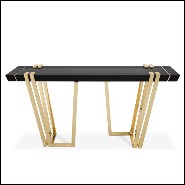 Console table with structure in polished brass and central top in Nero Marquina marble 164-Partenon