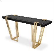 Console table with structure in polished brass and central top in Nero Marquina marble 164-Partenon