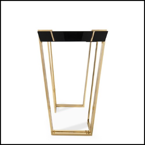 Console table with structure in polished brass and central top in Nero Marquina marble 164-Partenon