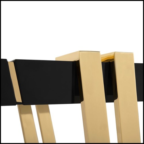 Console table with structure in polished brass and central top in Nero Marquina marble 164-Partenon