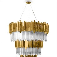 Lustre avec pendentifs en verre cristal et laiton poli plaqué Gold 164-Ambassador