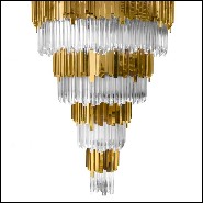 Lustre avec pendentifs en verre cristal et laiton poli plaqué Gold 164-Ambassador