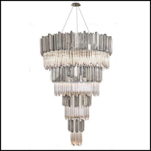 Chandelier with crystal glass and gold plated polished brass pendants 164-Ambassador