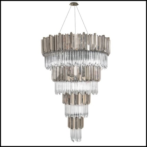 Chandelier with crystal glass and gold plated polished brass pendants 164-Ambassador