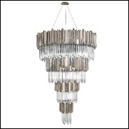 Lustre avec pendentifs en verre cristal et laiton poli plaqué Gold 164-Ambassador