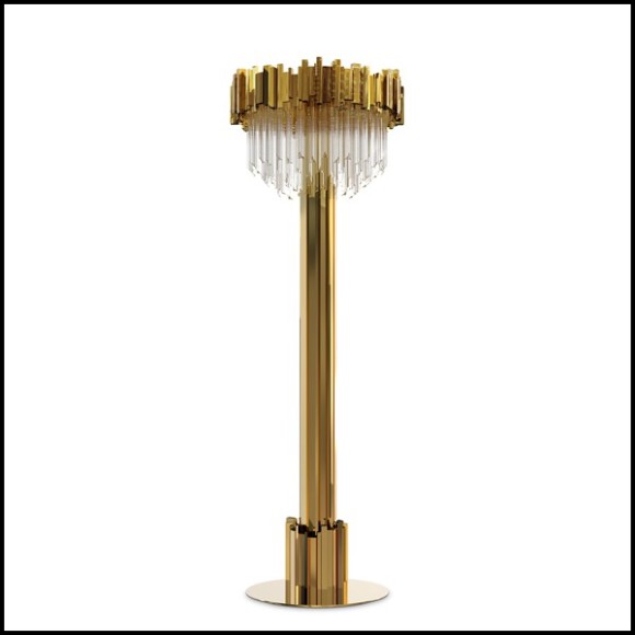 Floor lamp with crystal glass and gold plated polished brass pendants 164-Ambassador