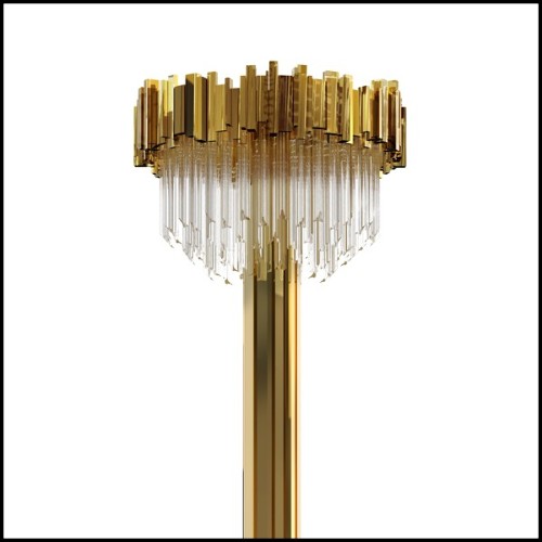 Floor lamp with crystal glass and gold plated polished brass pendants 164-Ambassador