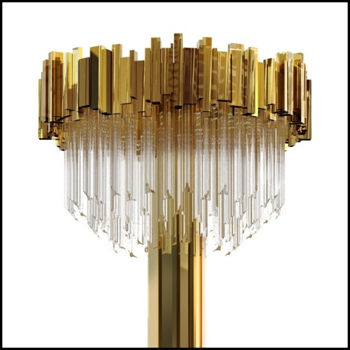 Floor lamp with crystal glass and gold plated polished brass pendants 164-Ambassador