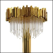Floor lamp with crystal glass and gold plated polished brass pendants 164-Ambassador