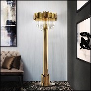 Floor lamp with crystal glass and gold plated polished brass pendants 164-Ambassador
