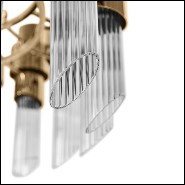 Suspension with gold plated polished brass structure and ribbed crystal glass cylinders 164-Vitta Gold Round