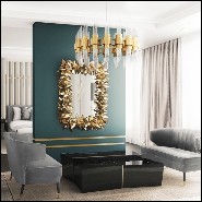 Suspension with gold plated polished brass structure and ribbed crystal glass cylinders 164-Vitta Gold Round