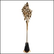 Floor lamp with leaves in gold plated hand-hammered with amber Swaroski crystals 164-Crown Leaves