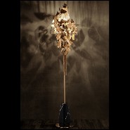 Floor lamp with leaves in gold plated hand-hammered with amber Swaroski crystals 164-Crown Leaves