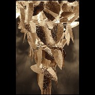 Floor lamp with leaves in gold plated hand-hammered with amber Swaroski crystals 164-Crown Leaves