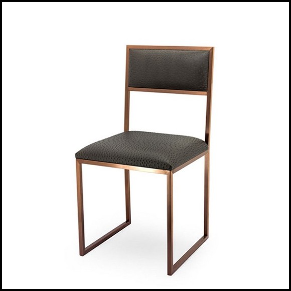 Chair covered with anthracite eco-leather with metal coppered finish structure 162-Napoli