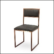 Chaise recouverte de cuir écologique anthracite avec structure en métal cuivré 162-Napoli