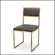 Chaise recouverte de cuir écologique anthracite avec structure en métal cuivré 162-Napoli