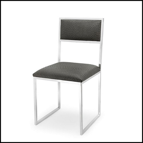 Chair covered with anthracite eco-leather with metal coppered finish structure 162-Napoli