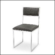 Chair covered with anthracite eco-leather with metal coppered finish structure 162-Napoli