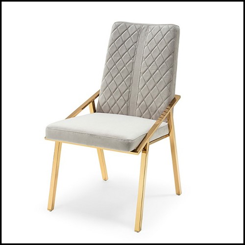 Chaise avec structure finition métal doré recouverte de velours matelassé finition Black 162-Rossario