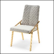 Chaise avec structure finition métal doré recouverte de velours matelassé finition Black 162-Rossario