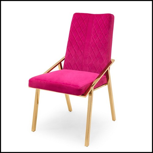 Chaise avec structure finition métal doré recouverte de velours matelassé finition Black 162-Rossario