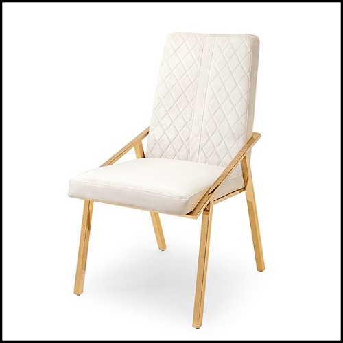 Chaise avec structure finition métal doré recouverte de velours matelassé finition Black 162-Rossario
