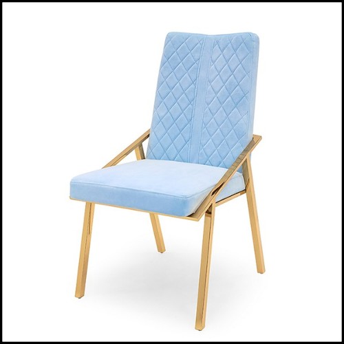 Chaise avec structure finition métal doré recouverte de velours matelassé finition Black 162-Rossario