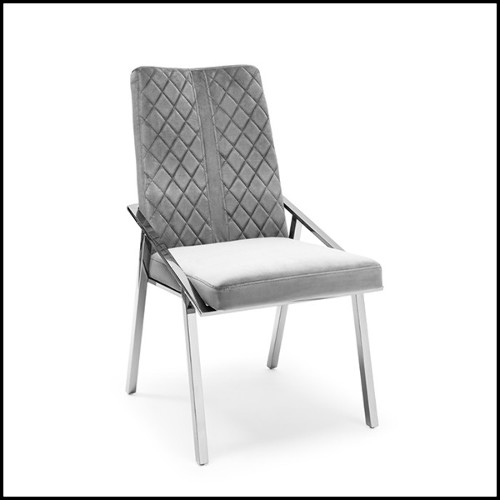 Chaise avec structure finition métal doré recouverte de velours matelassé finition Black 162-Rossario