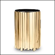 Table d'appoint avec structure en laiton plaqué Gold et dessus en marbre noir 164-Partenon