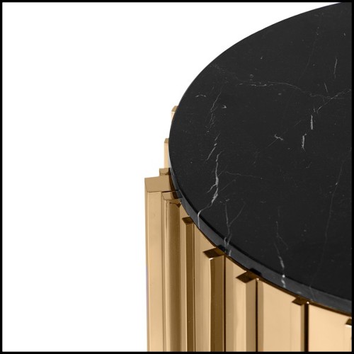 Table d'appoint avec structure en laiton plaqué Gold et dessus en marbre noir 164-Partenon