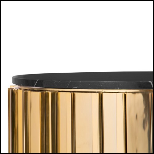 Table d'appoint avec structure en laiton plaqué Gold et dessus en marbre noir 164-Partenon