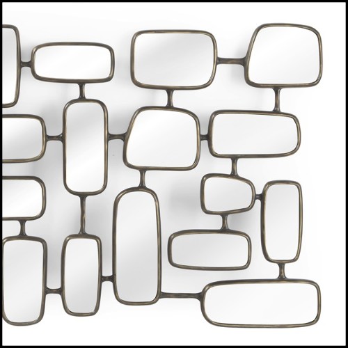 Mirror with structure in bronze finish and 30 small mirror panels linked together 119-Linked Panels