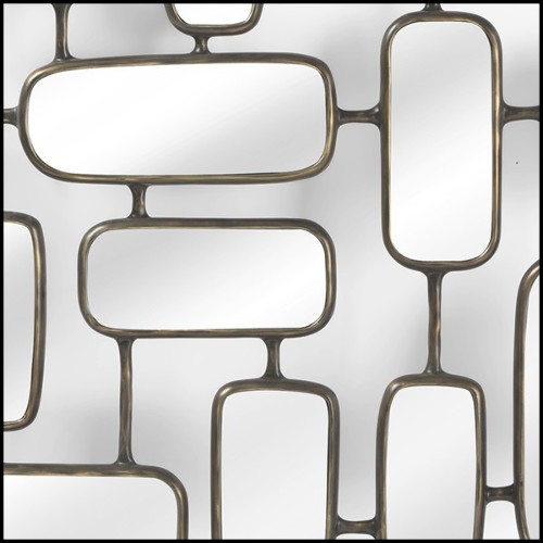 Mirror with structure in bronze finish and 30 small mirror panels linked together 119-Linked Panels