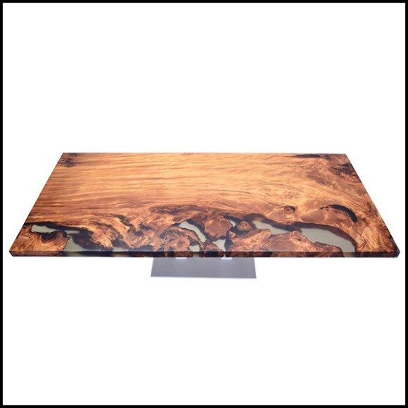 Dinning table with solid Kauri wood top with resin finish and with mix of light and dark shades PC-Kauri Wood
