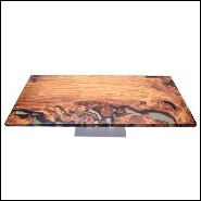 Dinning table with solid Kauri wood top with resin finish and with mix of light and dark shades PC-Kauri Wood