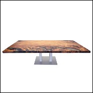 Dinning table with solid Kauri wood top with resin finish and with mix of light and dark shades PC-Kauri Wood