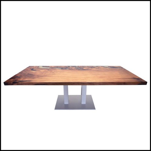 Dinning table with solid Kauri wood top with resin finish and with mix of light and dark shades PC-Kauri Wood