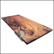 Dinning table with solid Kauri wood top with resin finish and with mix of light and dark shades PC-Kauri Wood