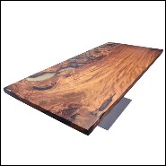 Dinning table with solid Kauri wood top with resin finish and with mix of light and dark shades PC-Kauri Wood